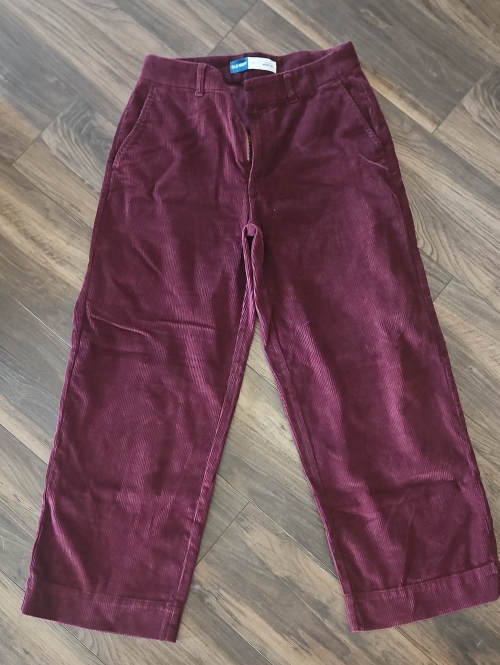 Old Navy Maroon High-Rise Wide Leg Corduroy Pants